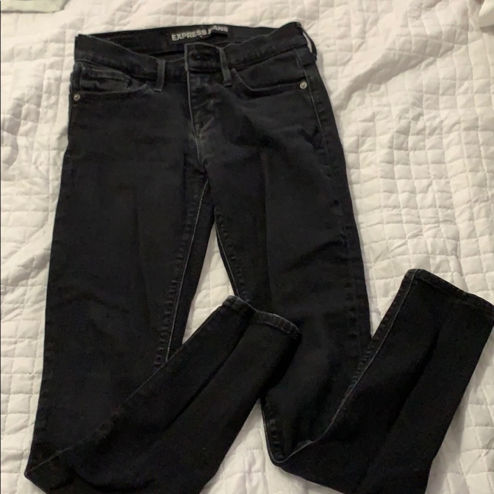 Express black mid rise skinny jeans